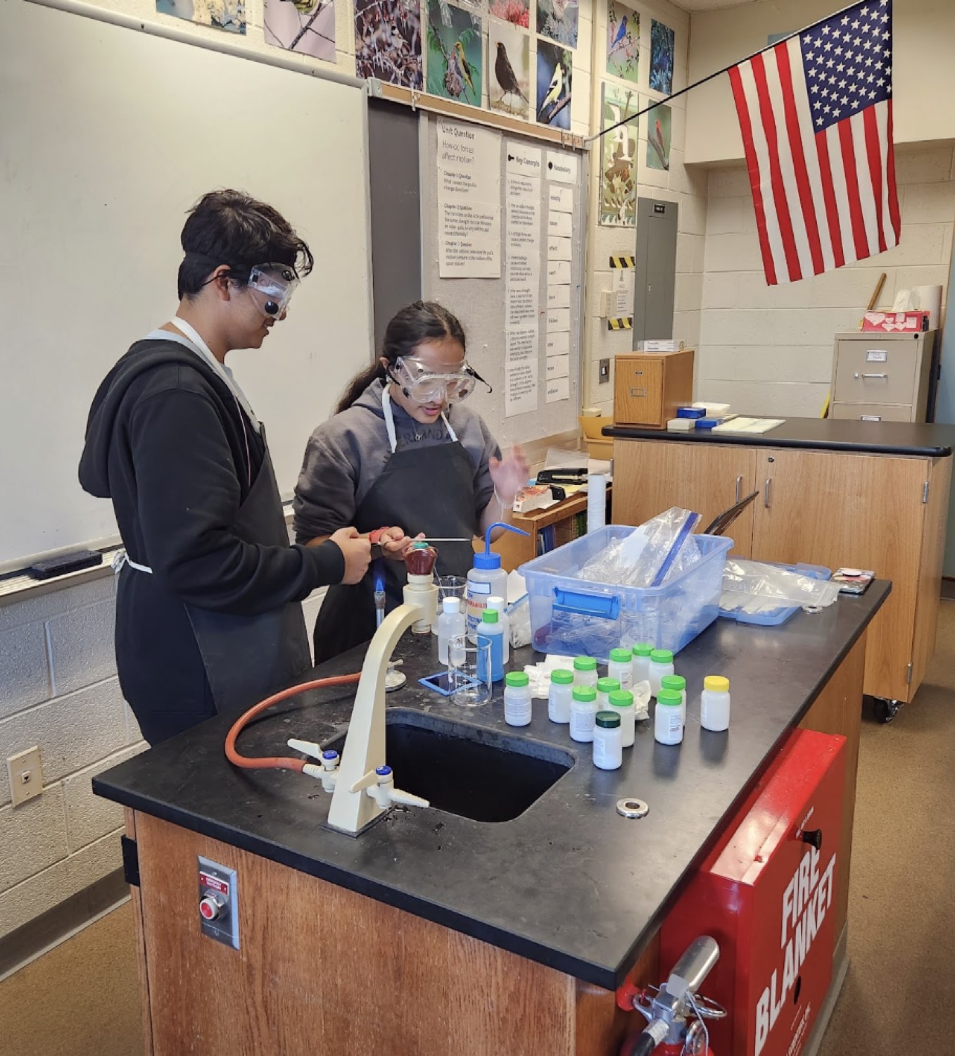 Students running a chemistry lab