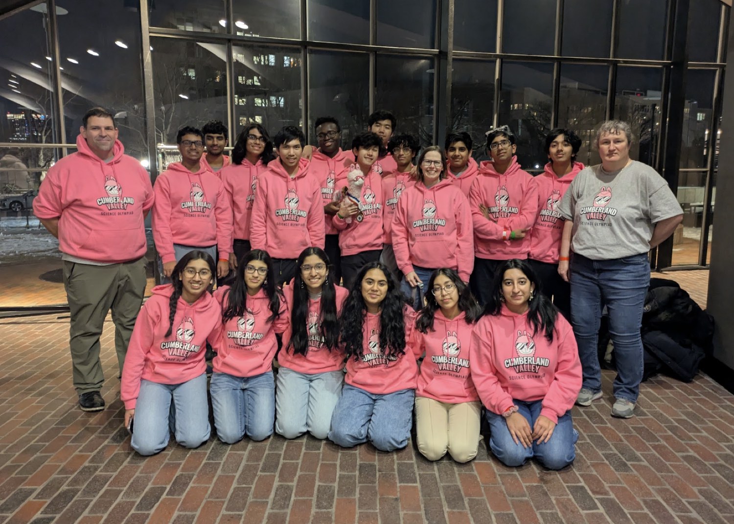Team members in Cumberland Valley hoodies