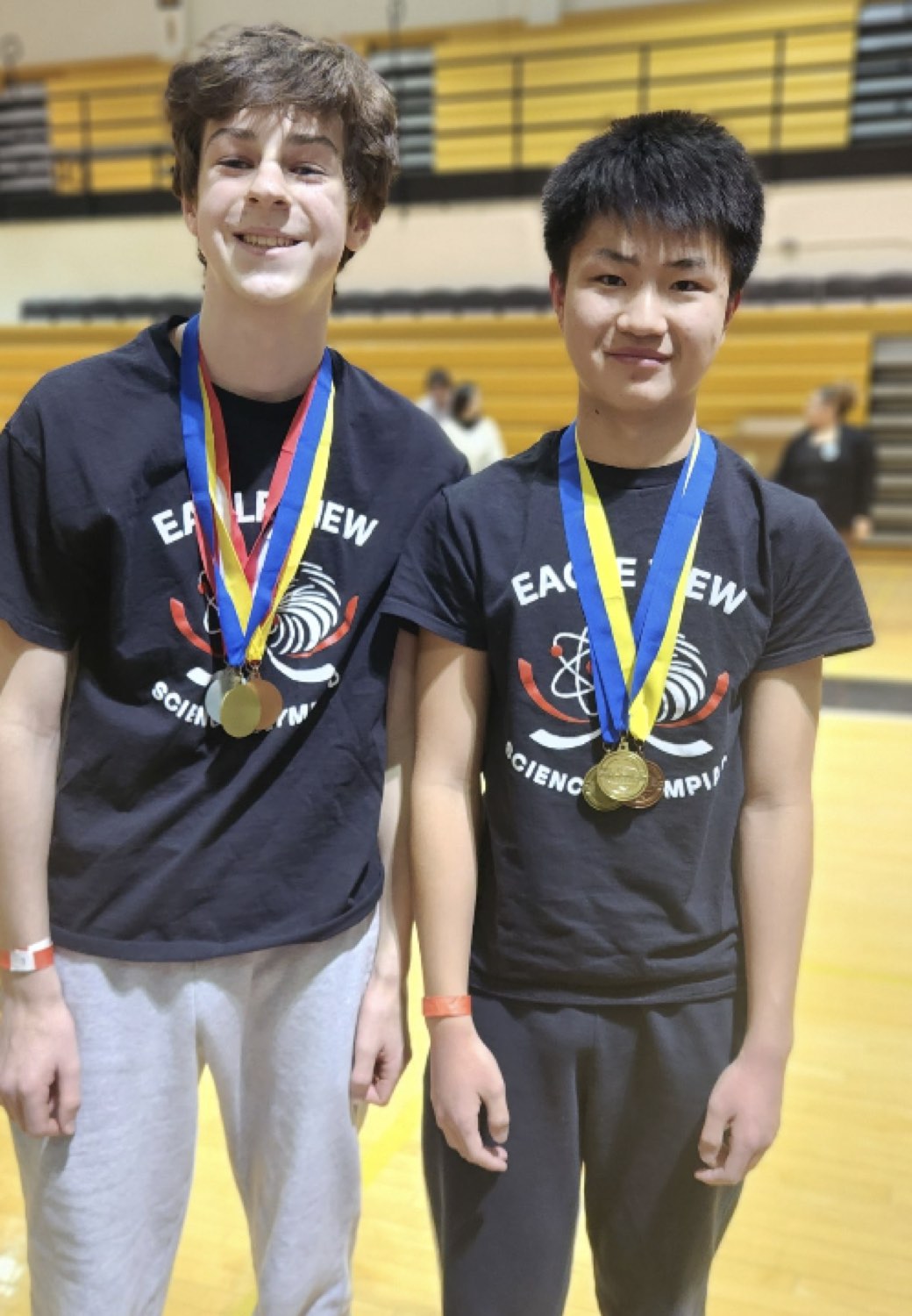 Team member with medal